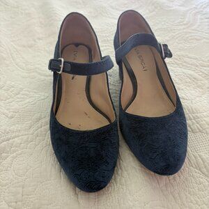 Via Spiga Blue Mary Jane Block Heels | Leather Sole | Size 9.5